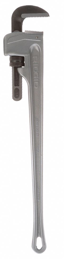 RIDGID Pipe Wrench: Aluminum, 5 in Jaw Capacity, Serrated, 36 in Overall  Lg, I-Beam