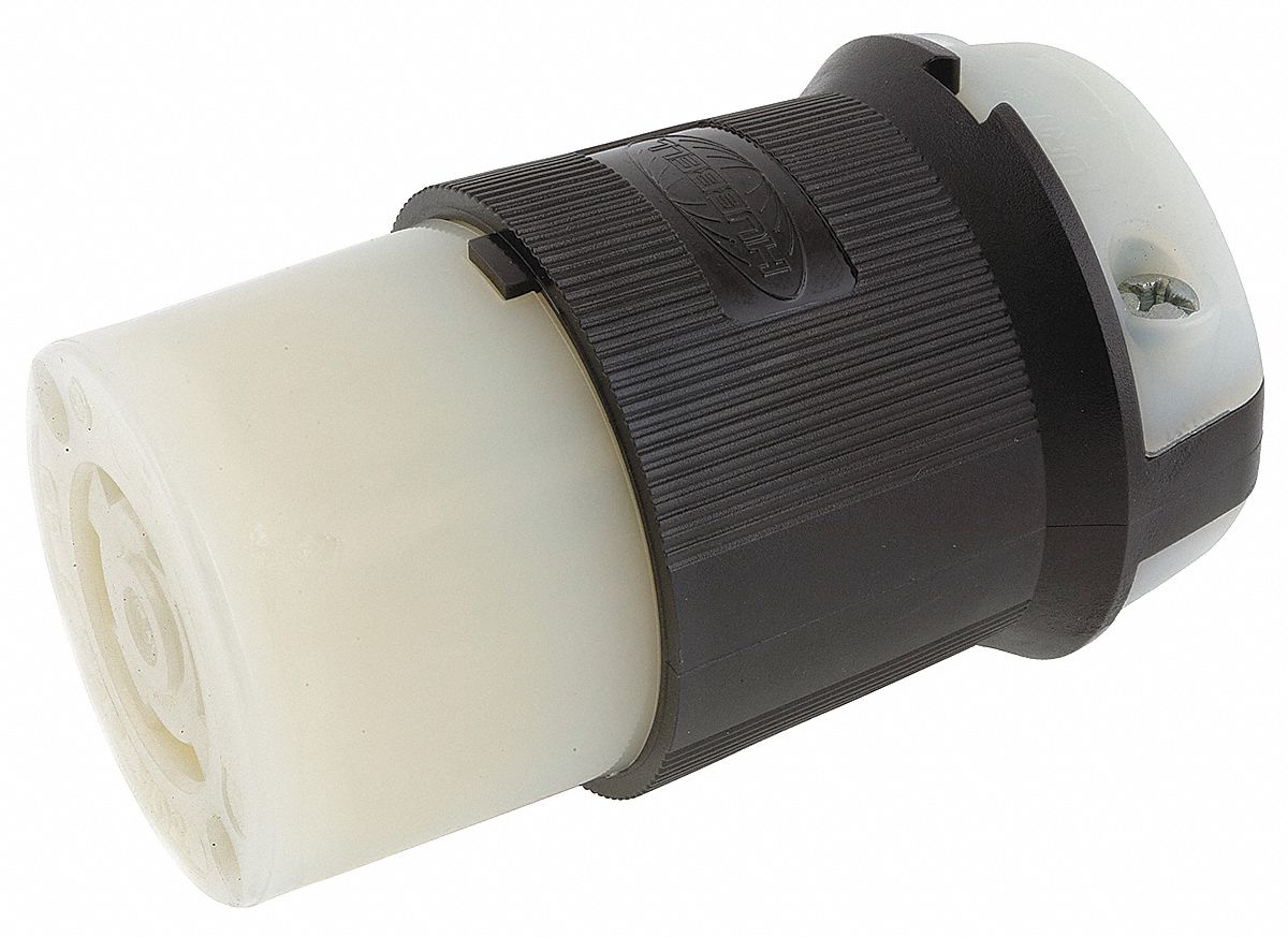 LOCKING CONNECTOR, L16-30R, 30 A, 480V AC, 3 POLES, BLACK/WHITE, SCREW TERMINALS, L16-30