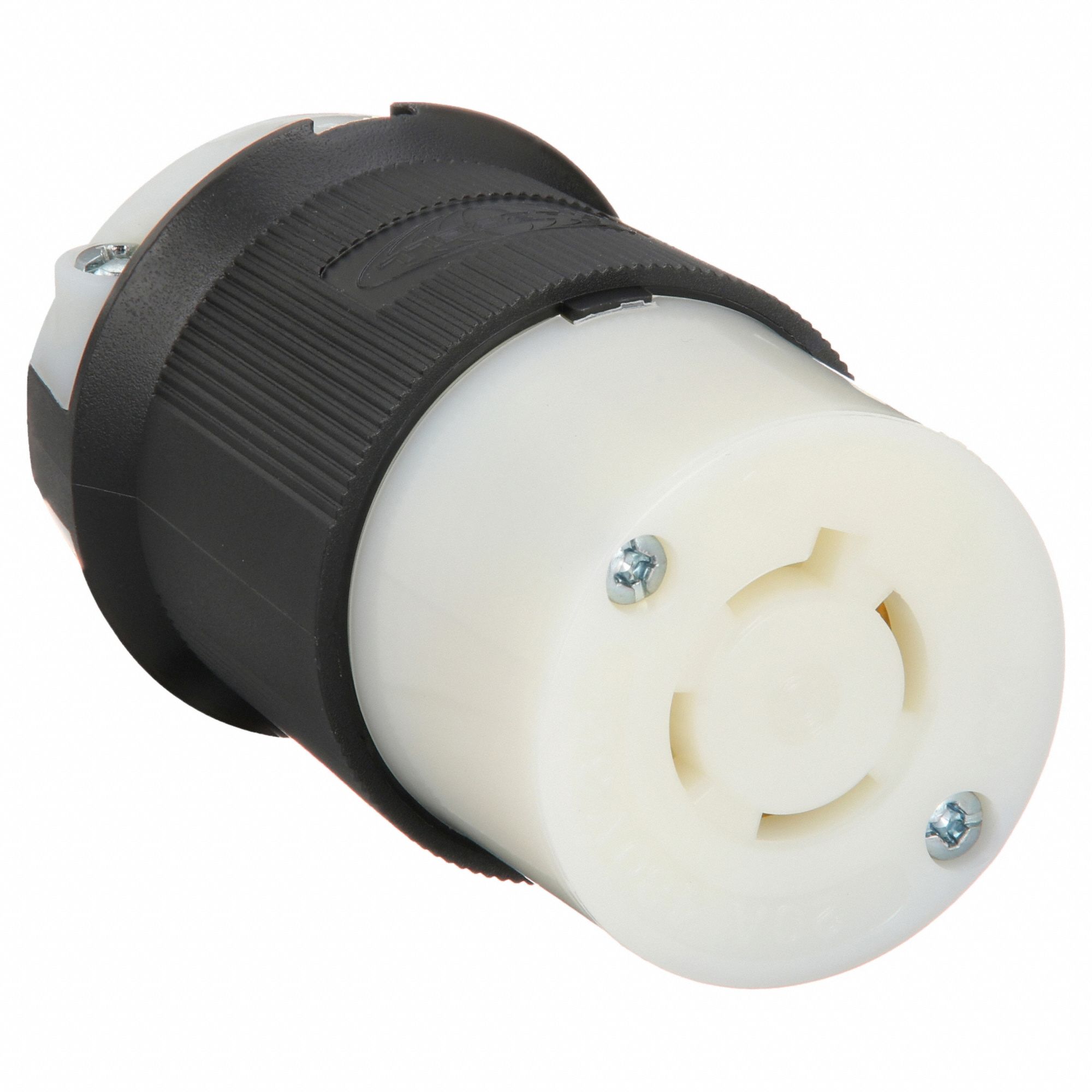 LOCKING CONNECTOR, L16-20R, 20 A, 480V AC, 3 POLES, BLACK/WHITE, SCREW TERMINALS, L16-20