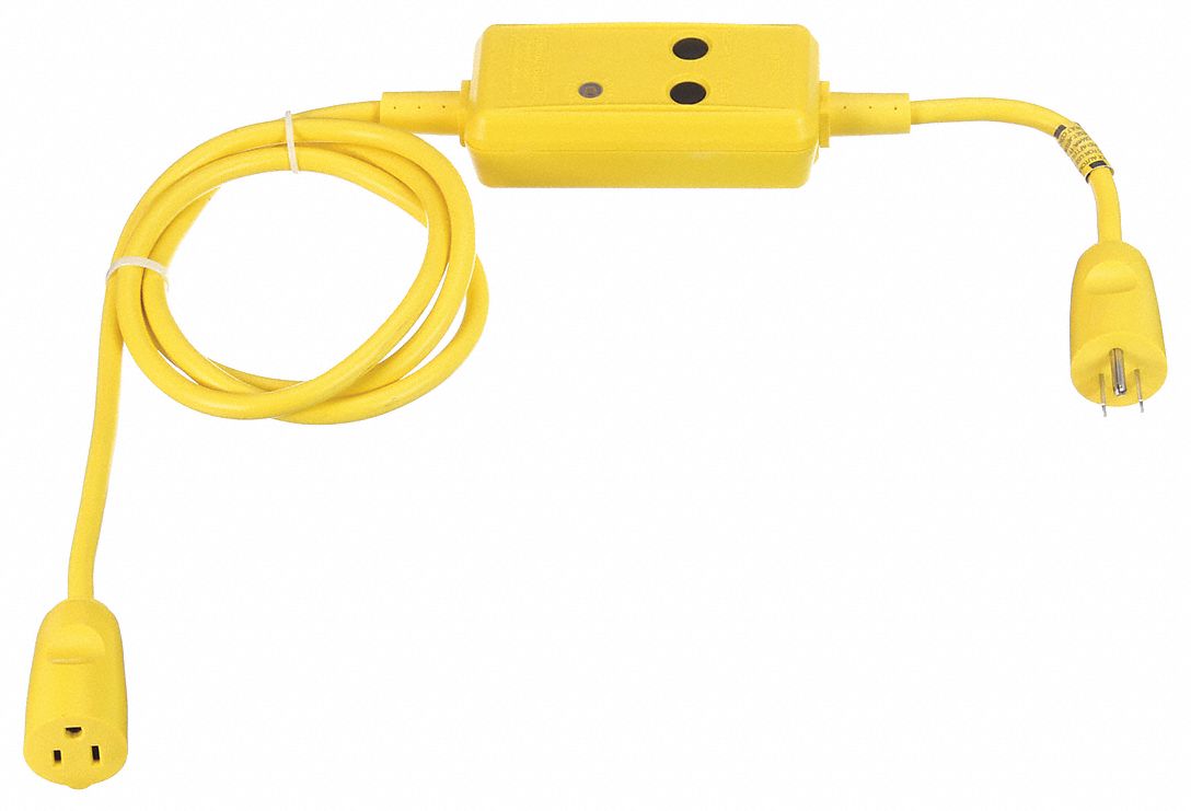 HUBBELL WIRING DEVICE-KELLEMS, Auto Reset, 6 ft Lg, Line Cord GFCI ...