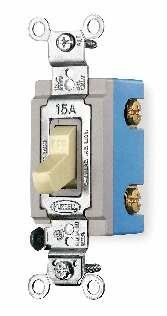 WALL SWITCH, TOGGLE SWITCH, SINGLE POLE, IVORY, 15 A, SCREW TERMINALS