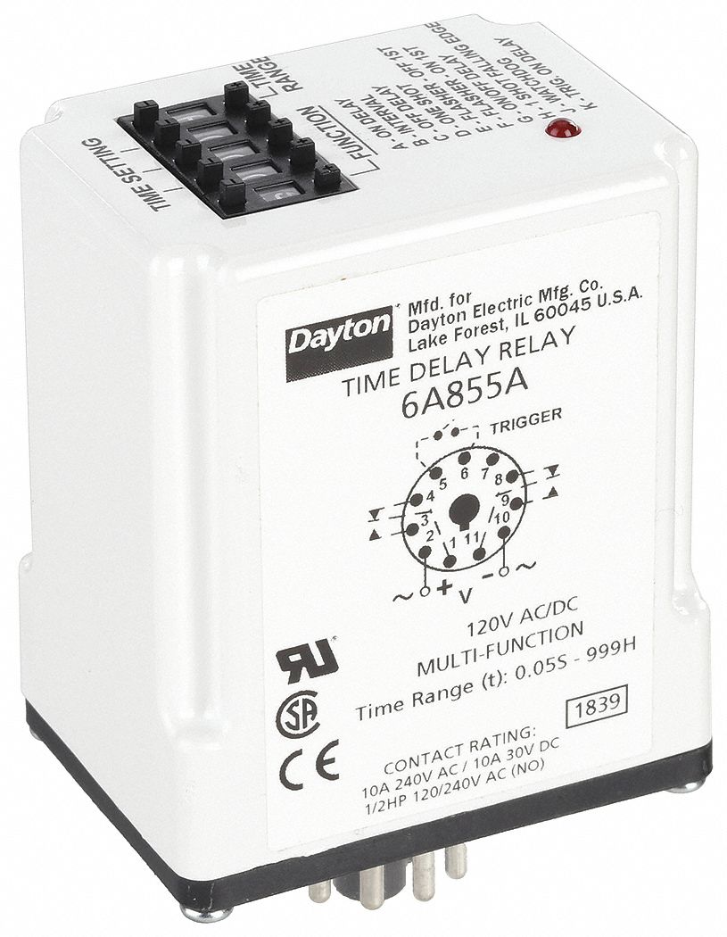 MULTI-FUNCTION TIME DELAY RELAY, SOCKET MOUNTED, 120V AC, 10 A, 11 PINS/TERMINALS