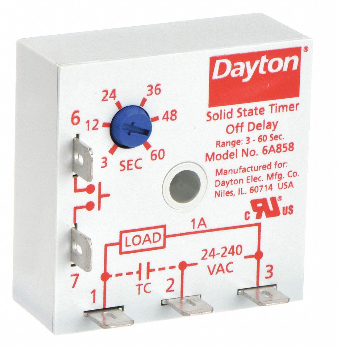 SINGLE FUNCTION ENCAPSULATED TIMING RELAY, SURFACE RELAY MOUNTING, 24 TO 240V AC