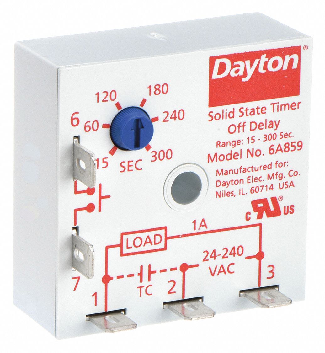 SINGLE FUNCTION ENCAPSULATED TIMING RELAY, SURFACE RELAY MOUNTING, 24 TO 240V AC