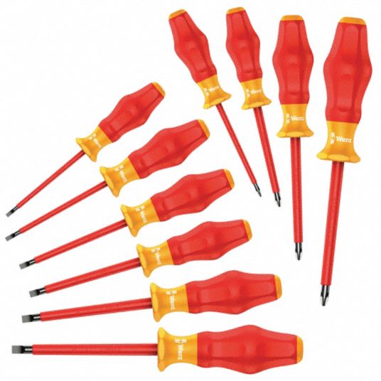 WERA Insulated Screwdriver Set 10 Pieces, Phillips/Slotted Tip