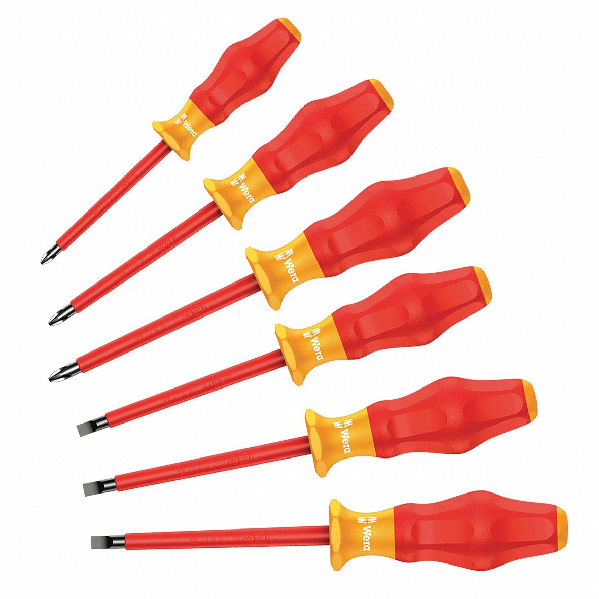 WERA, 6 Pieces, Phillips/Slotted Tip, Insulated Screwdriver Set - 6AAC1 ...