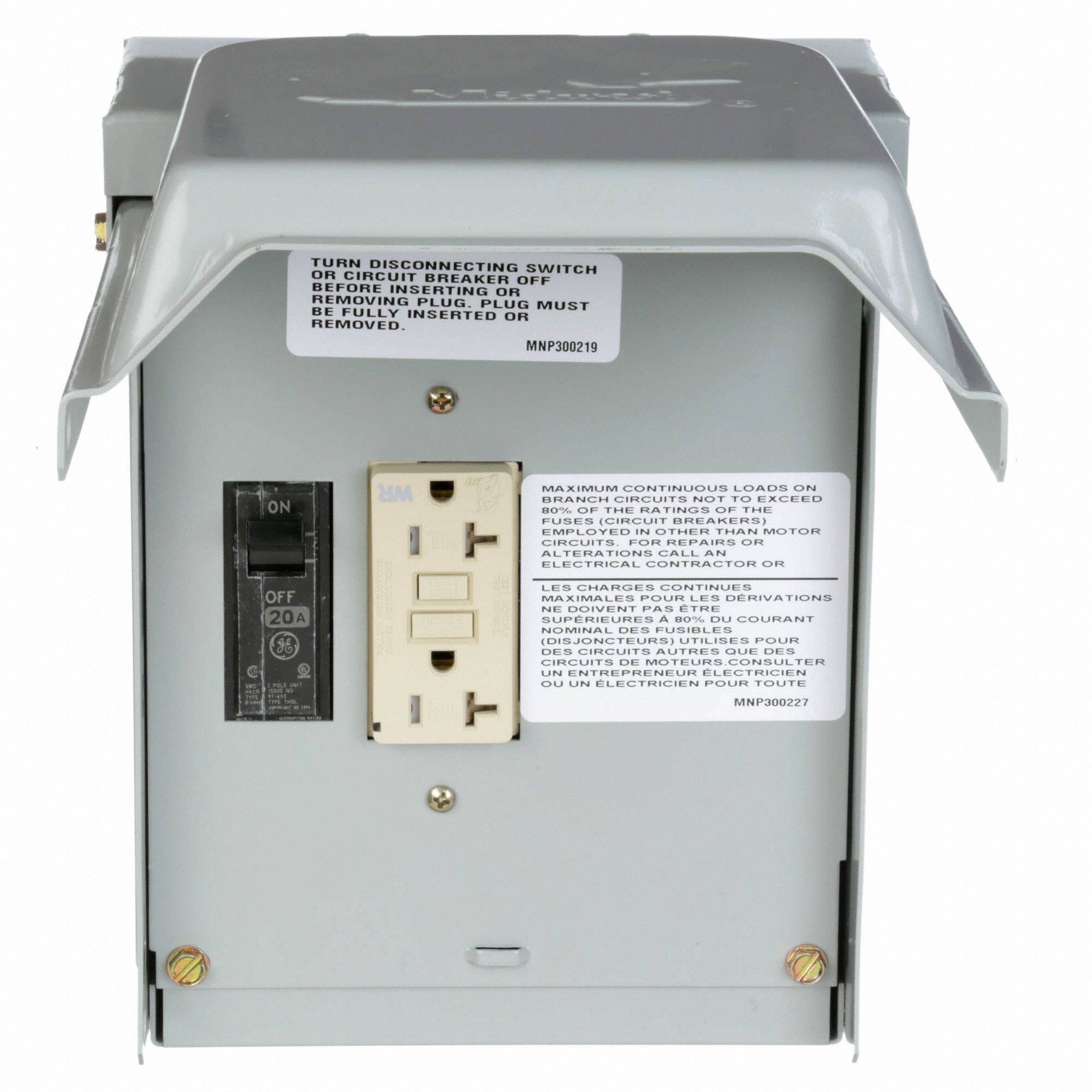 GE Unmetered Surface Power Outlet 20 A Amps, 120V AC, 520R2GFCI, 20A
