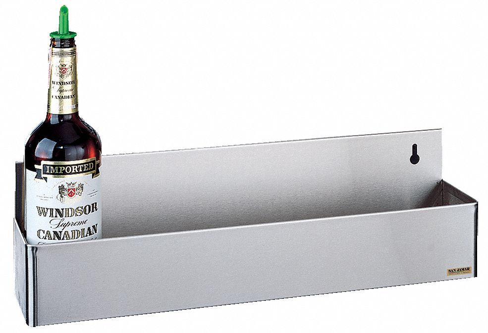 Speed Rail: 42 1/4 in Overall Lg, 1 Tiers, 10 Bottles Held, Hang-On, Stainless Steel