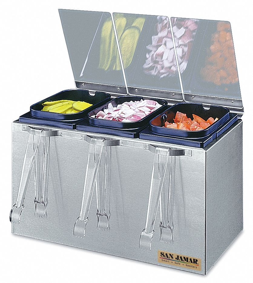 Condiment Server, Three Jar, 10 3/4 in Overall Depth, 16 3/4 in Overall ...