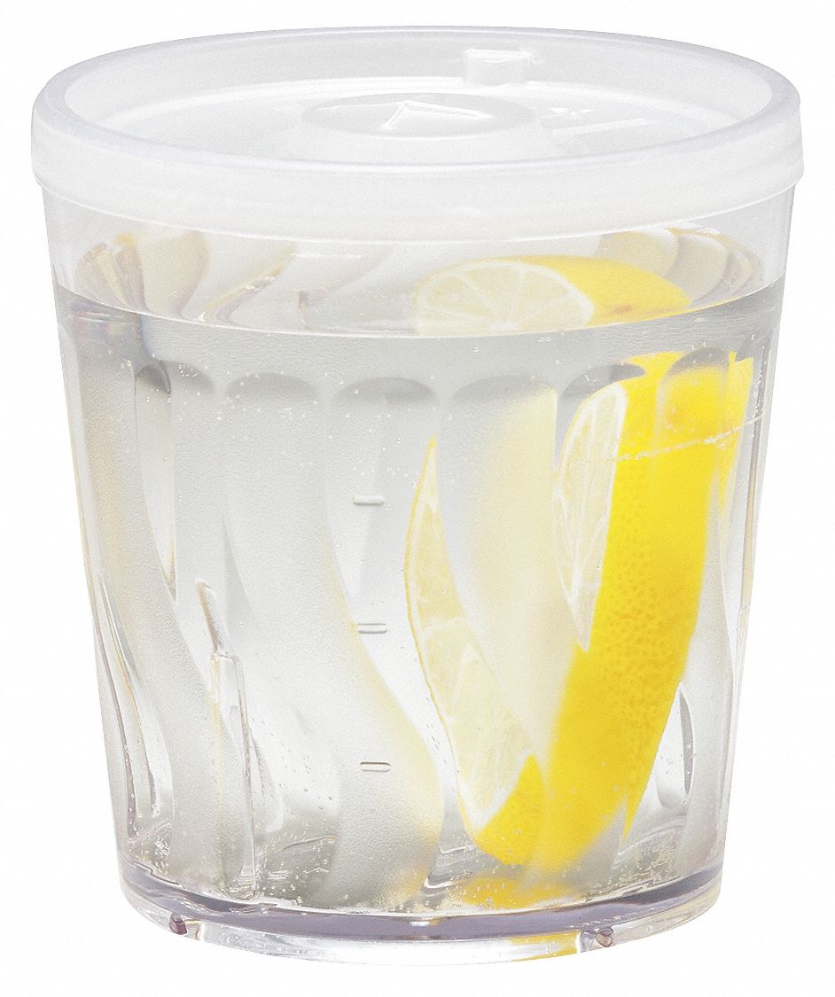 Tumbler: Swirl, SAN, 10.1 fl oz Capacity, Clear, 3 1/4 in Dia, Clear