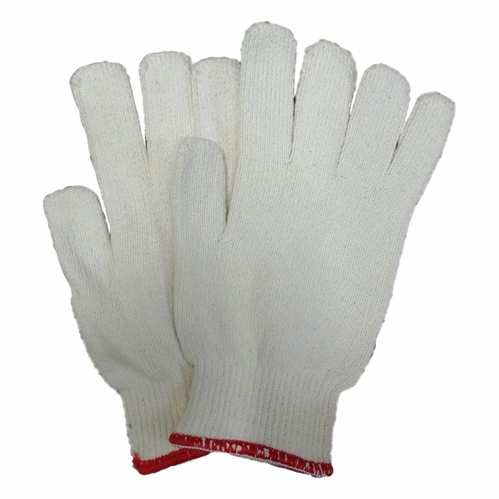 Knit Gloves: S ( 7 ), Glove Hand Protection, Uncoated, 250°F Max Temp, Cotton, White, 1 PR