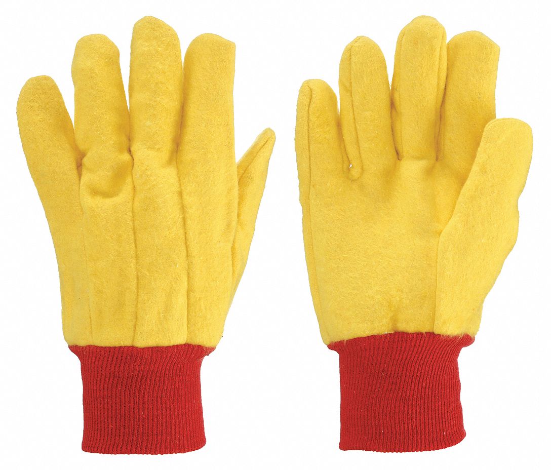 KNIT GLOVES, L (9), UNCOATED, COTTON, FLEECE TASK & CHORE GLOVE, KNIT CUFF