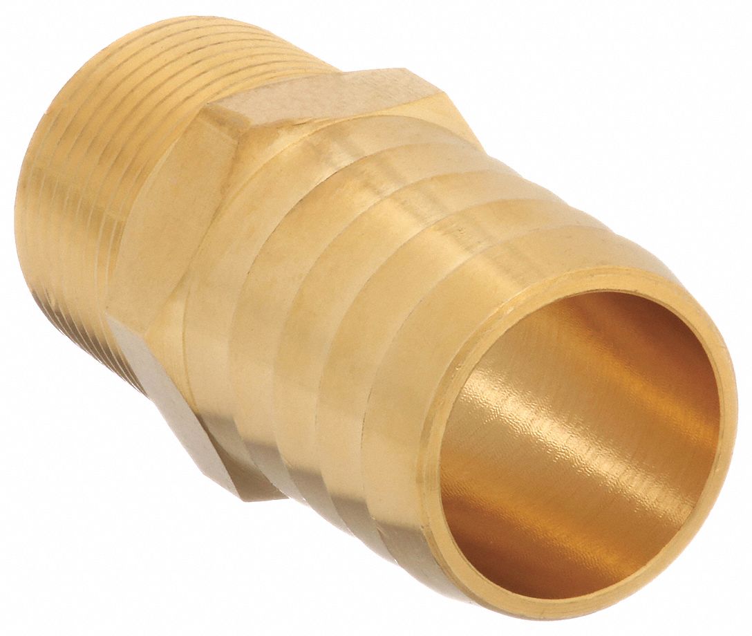 Brass Barb Insert Coupling - 1 x 1 with Hex