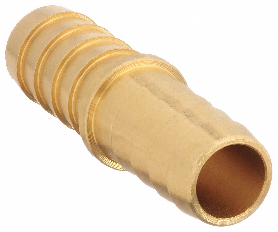 BARBED HOSE MENDER, FOR ½ IN HOSE ID, HOSE BARB X HOSE BARB, MALE X MALE, BRASS