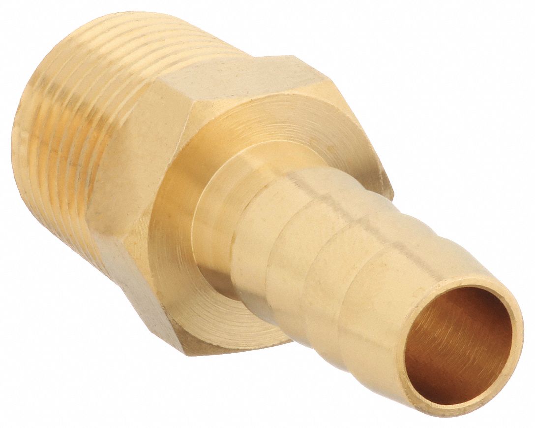 SPEEDAIRE Barbed Hose Fitting: For 1/4 in Hose I.D., Hose Barb x NPT, 1/4  in x 1/4 in Fitting Size