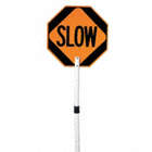 TRAFFIC PADDLE SIGN, 105 X 24 IN, HANDLE, 'STOP'/'SLOW', ABS PLASTIC