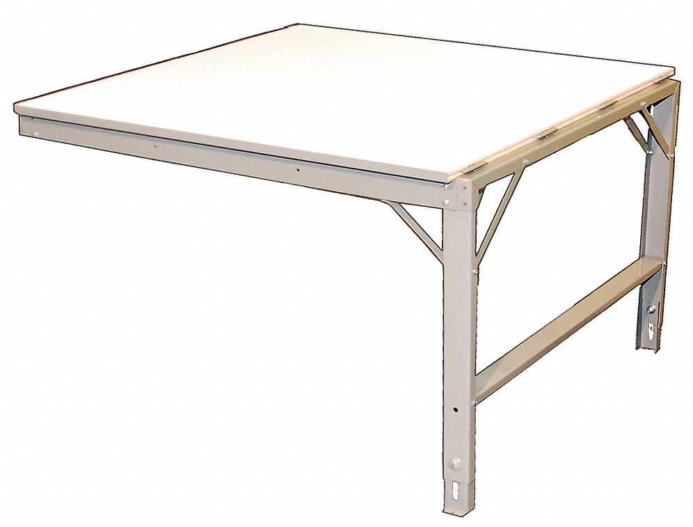 Work Table: 1,400 lb Load Capacity, 48 in Wd, 42 in Dp, 33 3/8 in to 36 3/4 in Ht, Steel