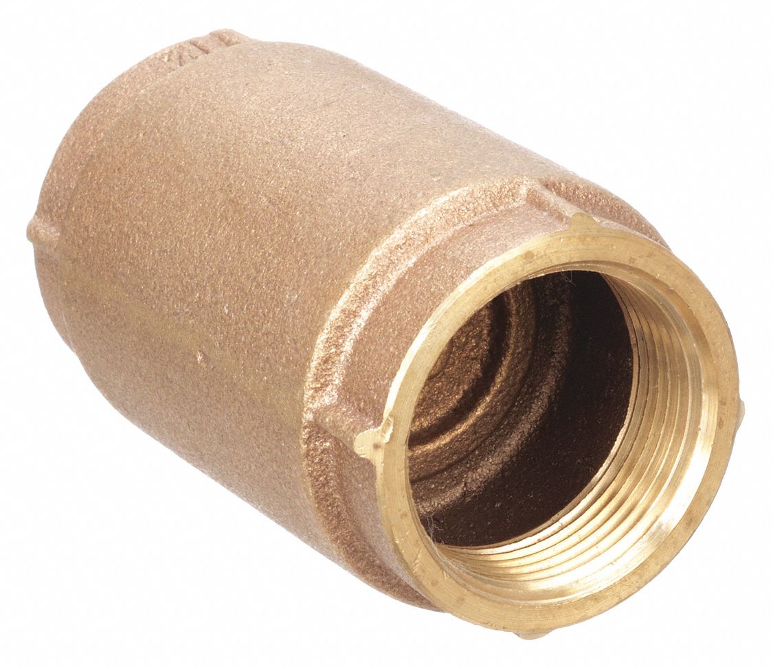 SPRING CHECK VALVE, INLINE VALVE BODY, 1¼ IN PIPE, FNPT X FNPT, BRONZE, NPT