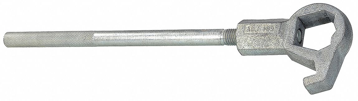 Adjustable Hydrant Wrench: Fits 1-1/2 in to 3 in Nut, 16 9/16 in Lg, Iron, Iron