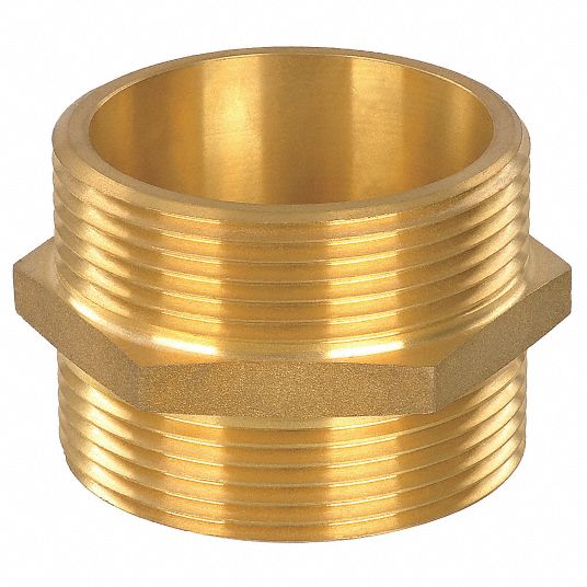 GRAINGER APPROVED Fire Hose Adapter, Hex, Fitting Material Brass x