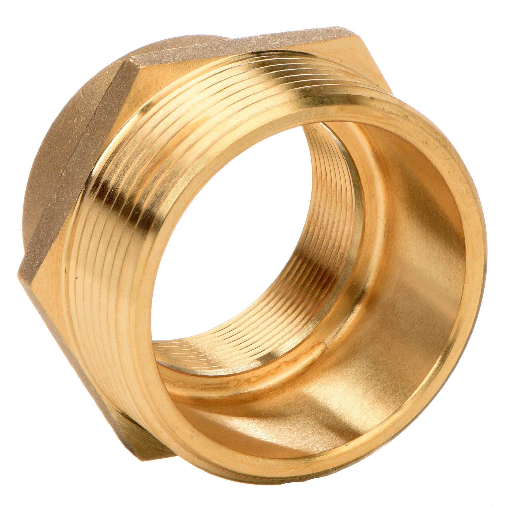 GRAINGER APPROVED Fire Hose Adapter, Hex, Fitting Material Brass x Brass, Fitting Size 2 in x 2