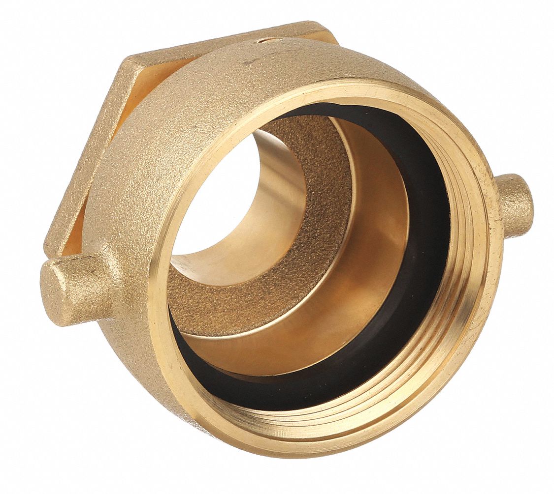 FIRE HOSE ADAPTER, 1&frac12; IN/2&frac12; IN COMPATIBLE PIPE SIZE, NPT X NST, BRASS, PIN LUG