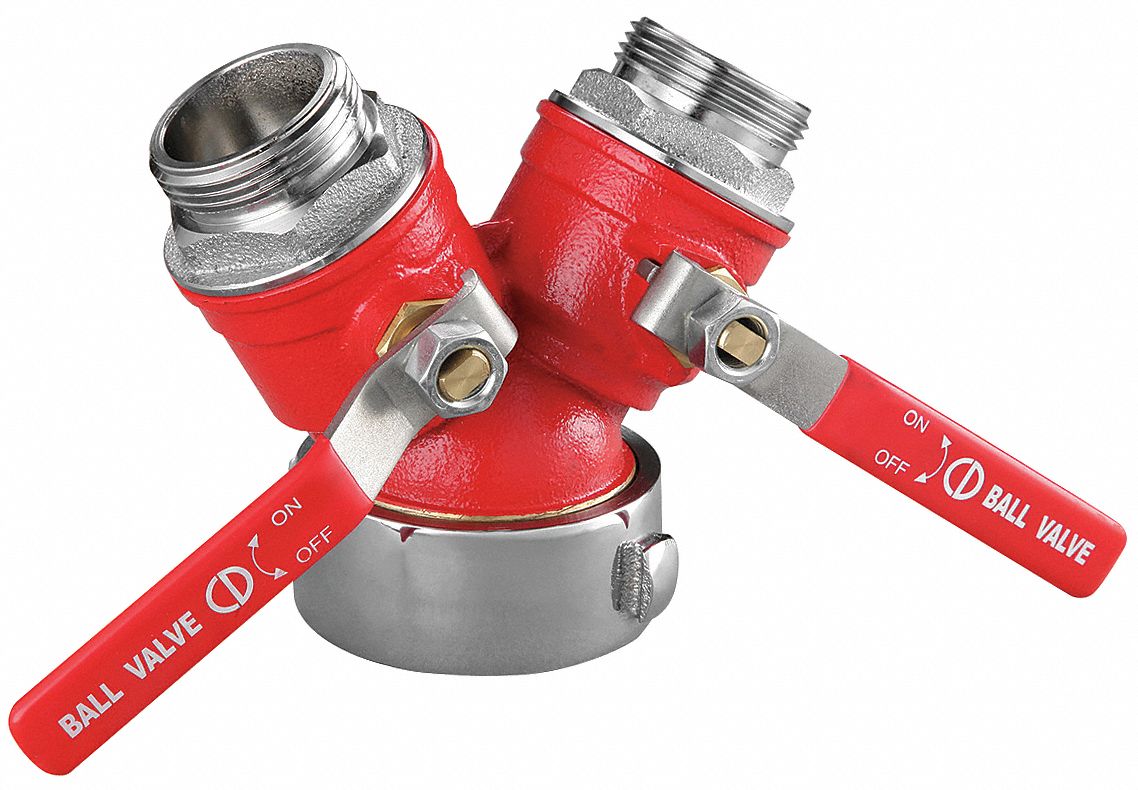 Wye Fire Hose Ball Valve,  Inlet Size 2 1/2 in Female NH