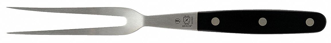 Meat Serving Fork: 10 5/8 in Overall Lg, Black/Silver, NSF Certified, 2 Tines