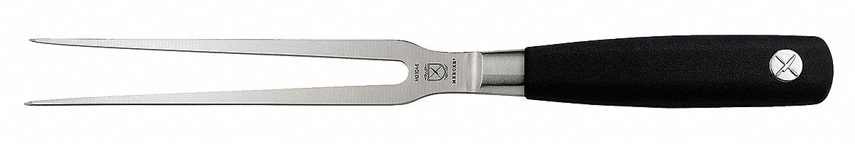 Meat Serving Fork: 11 3/4 in Overall Lg, Black/Silver, NSF Certified, 2 Tines