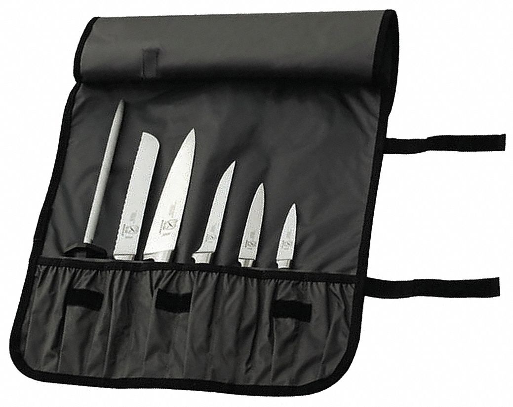 Mercer Cutlery Genesis 7 Piece Steak Knife Set, Includes Knife Roll