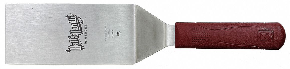 Turner: Stainless Steel, 6 in Blade Lg, 3 in Blade Wd, 13 1/2 in Overall Lg, Solid