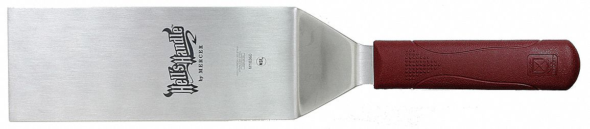 Turner: Stainless Steel, 8 in Blade Lg, 3 in Blade Wd, 15 in Overall Lg, Square Edge