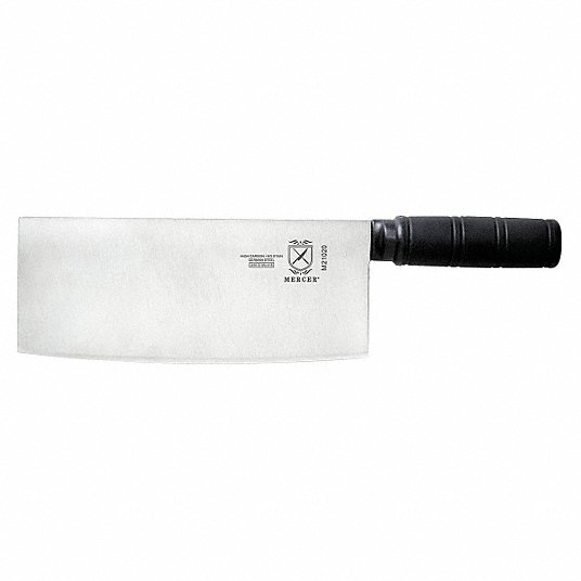 Chinese Chef Knife: 8 in Lg, Stamped High Carbon Stainless Steel, Black