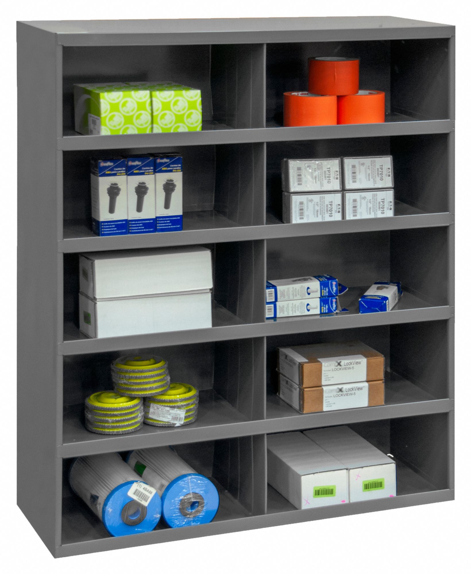 DURHAM MFG Pigeonhole Bin Unit 34 in x 12 in x 42 in, 10 Compartments