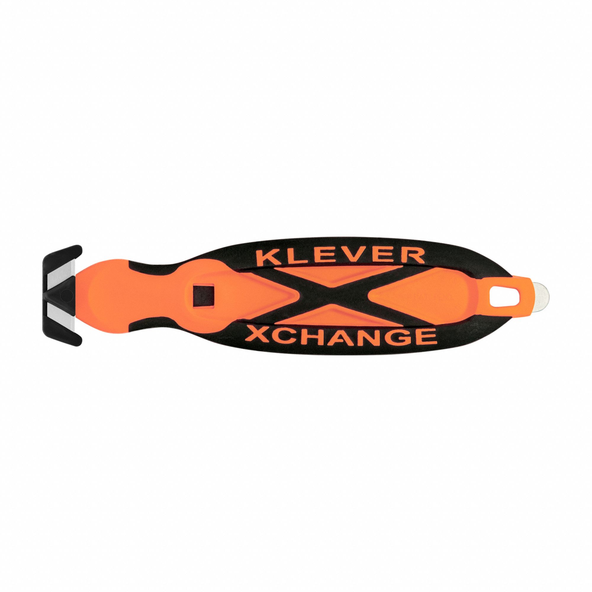 Safety Cutter: 6 1/2 in Overall Lg, Oval Handle, Rubberized, Steel, Orange, Straight