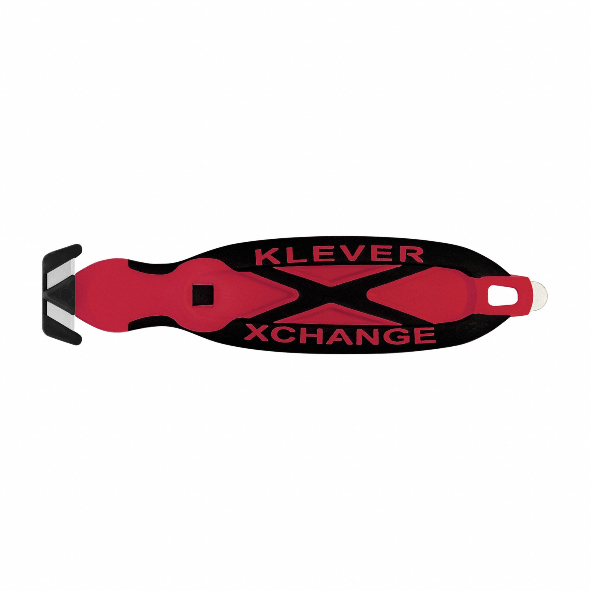 Safety Cutter: 6 1/2 in Overall Lg, Oval Handle, Rubberized, Steel, Red, Straight