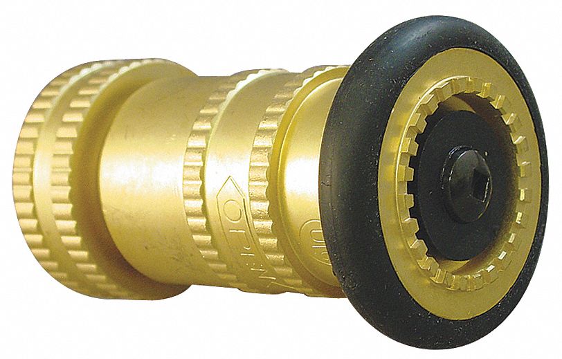 60 gpm Moon BRN151NST Brass Fire Hose Nozzle 1-1/2 NST 1-1/2 NST Moon American Twist On/Off 