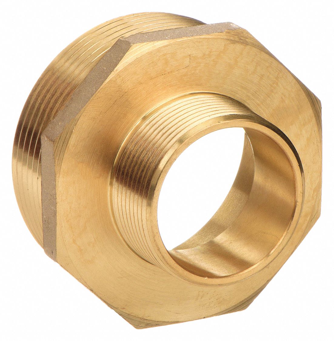 FIRE HOSE ADAPTER, 1 IN/1½ IN COMPATIBLE PIPE SIZE, NPT X NH, STRAIGHT, BRASS, HEX