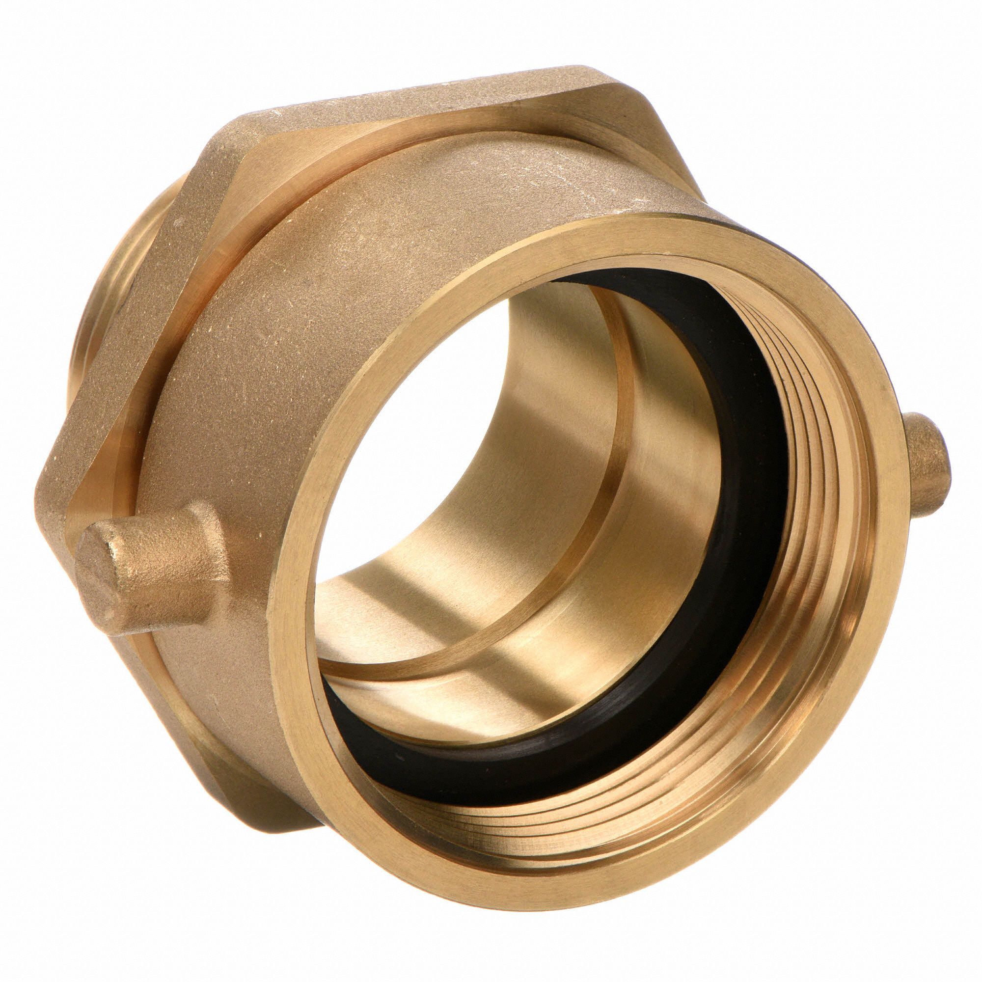 MOON AMERICAN Fire Hose Adapter, Pin Lug, Fitting Material Brass x Brass, Fitting Size 21/2 in