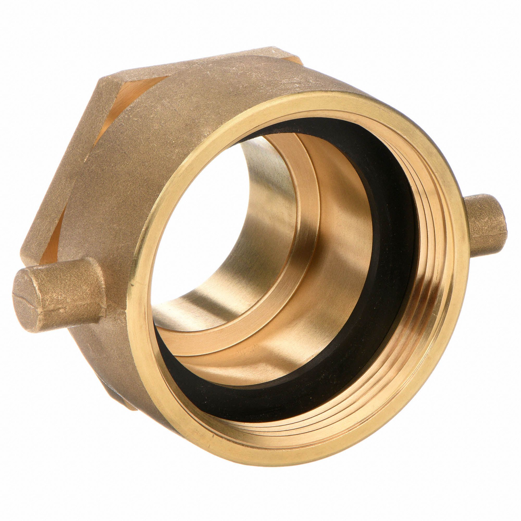 Happy Tree Brass Male Swivel Adapter Fire Hose Hydrant Adapter with Pin Lug 2-1/2 NST/NH Female x 2 NPT Male Brass Fire Equipment 