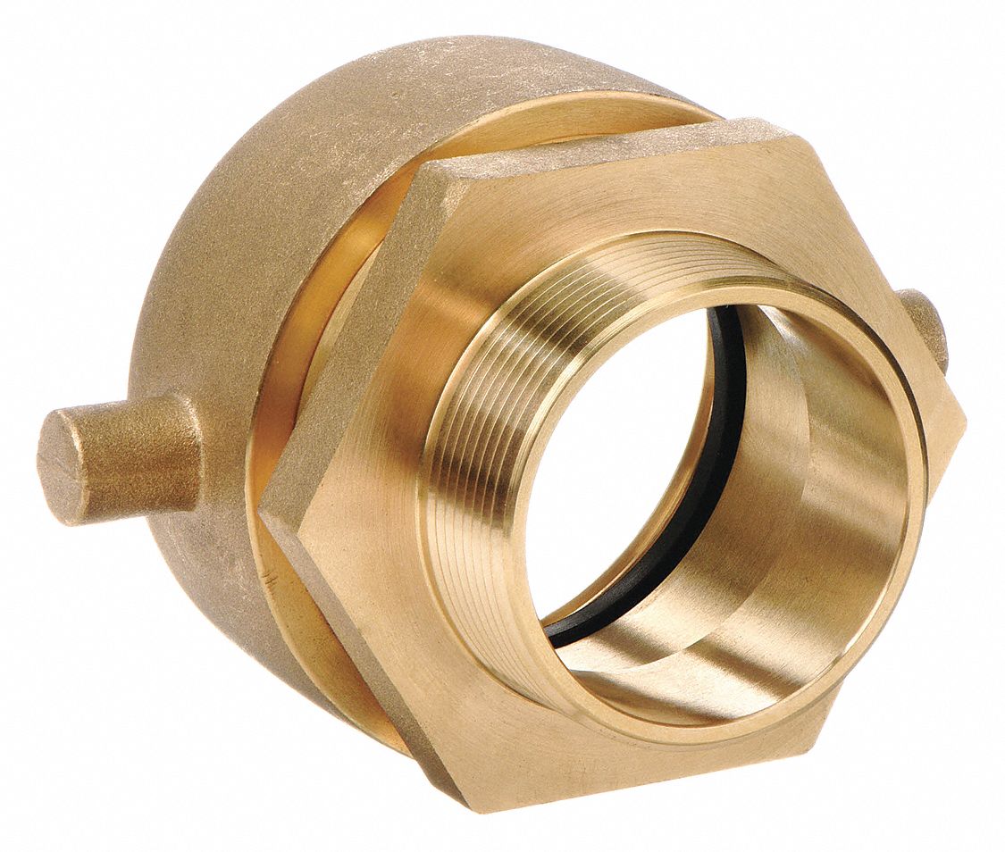 FIRE HOSE ADAPTER, 2 IN/2½ IN COMPATIBLE PIPE SIZE, NH X NPT, STRAIGHT, BRASS, CAST
