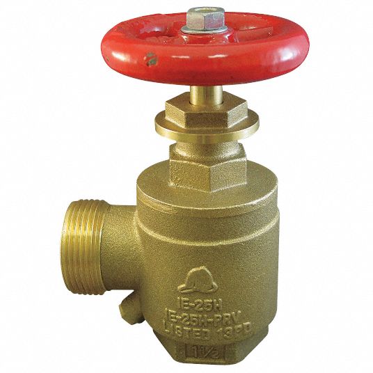 Pace Supply  Angle Fire Hose Valve, 2-1/2 in, Groove x MNST, Brass