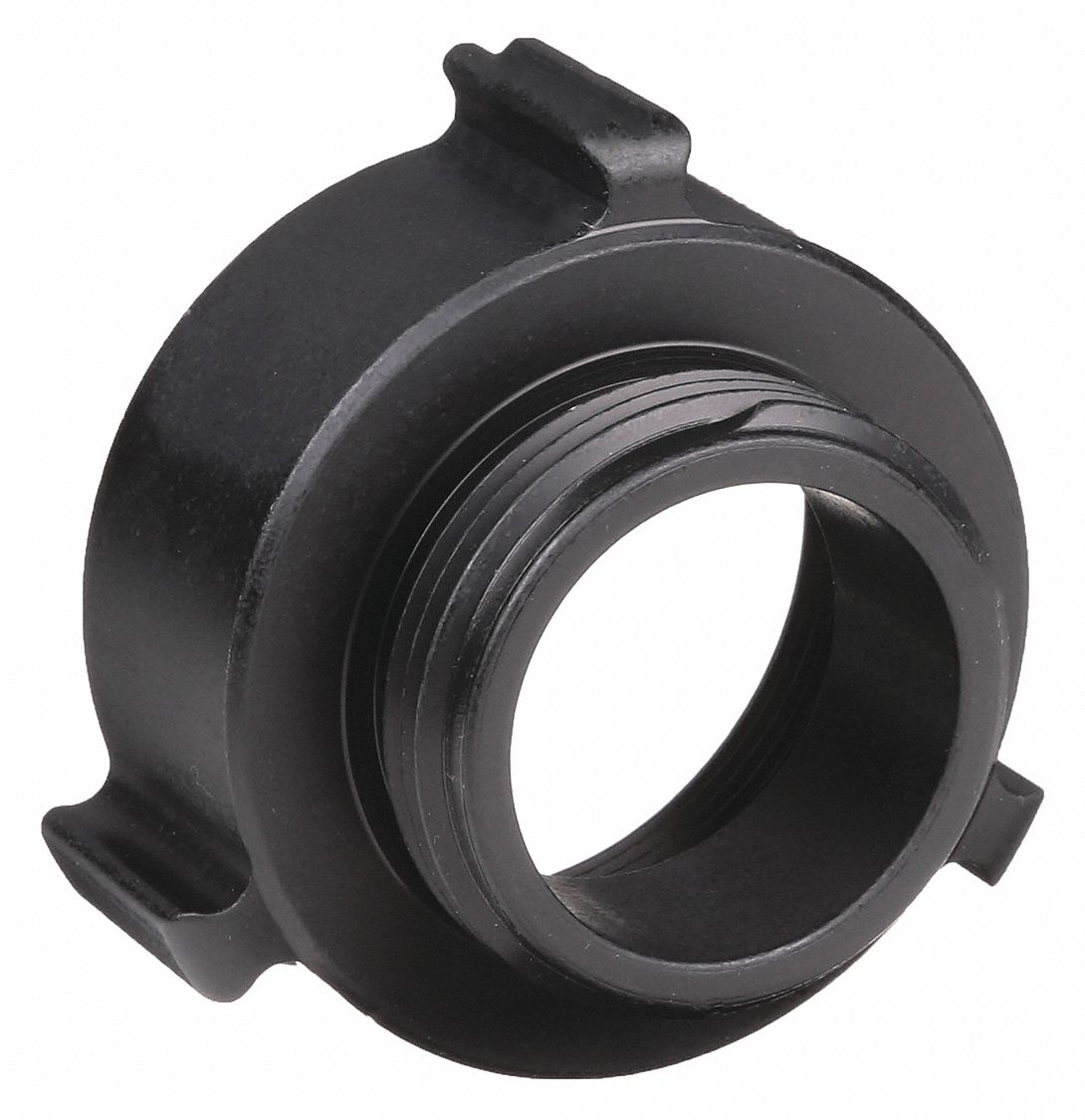 Fire Hose Adapter: 2 in_1 1/2 in Compatible Pipe Size, NPT x NH, Straight, Aluminum