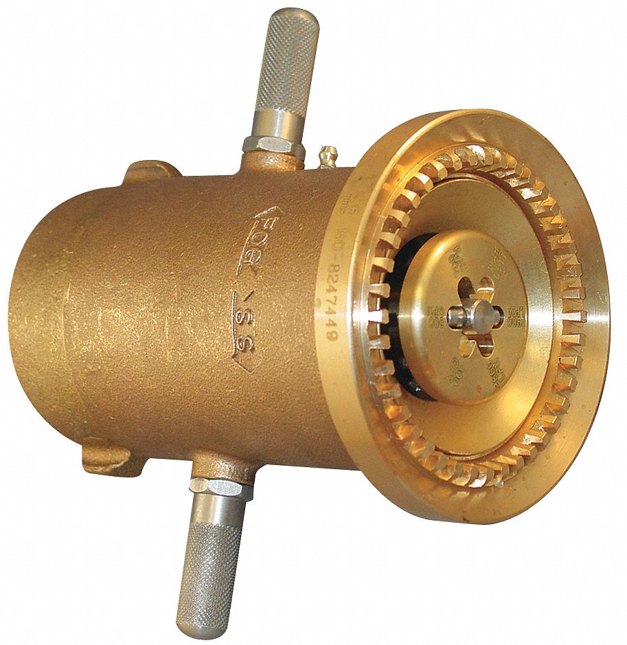 MOON AMERICAN Industrial Fire Hose Nozzle 2 1/2 in Inlet Size, Brass, Brass, 700 gpm Flow Rate