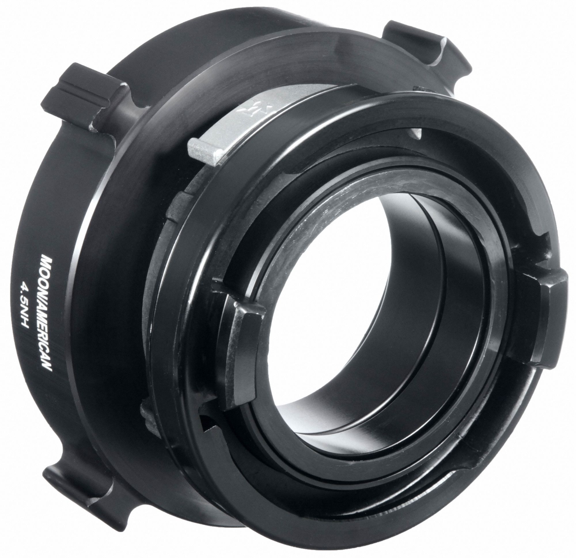 Fire Hose Adapter: 4 in_4 1/2 in Compatible Pipe Size, NH x Storz, Straight, Aluminum