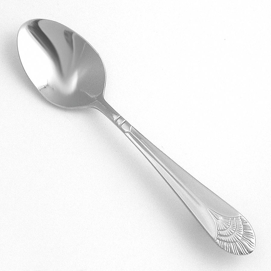 Teaspoon: Art Deco, 18/10, Stainless Steel, 5 7/8 in Overall Lg, Silver