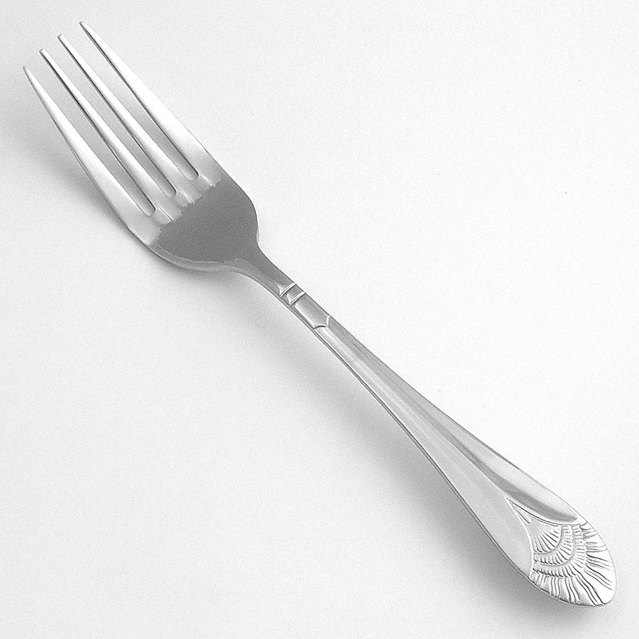 Dinner Fork: Art Deco, 18/10, Stainless Steel, 7 5/8 in Overall Lg, Silver