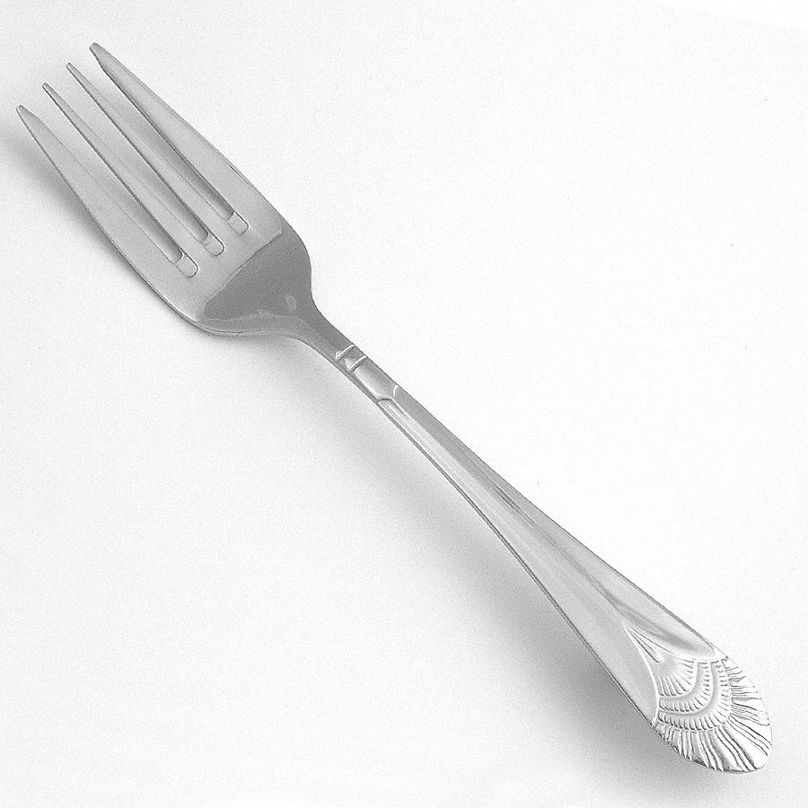 Salad Fork: Art Deco, 18/10, Stainless Steel, 7 1/8 in Overall Lg, Silver