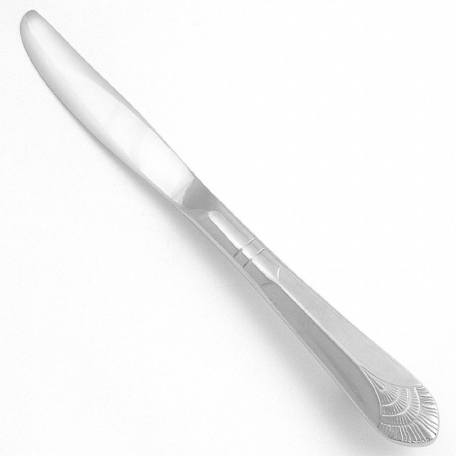 Dinner Knife: Art Deco, 18/10, Stainless Steel, 8 3/4 in Overall Lg, Silver