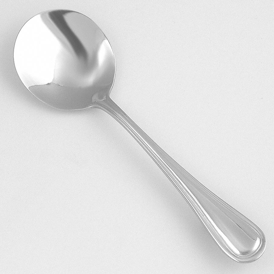 Bouillon Spoon: Pacific Rim, 18/10, Stainless Steel, 5 3/4 in Overall Lg, Silver